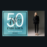 Fifty and Fabulous Photo 50th Birthday Party Poster<br><div class="desc">Modern Minimal Fifty and Fabulous teal foil,  black and white photo 50th birthday party poster sign that you can personalize for your fiftieth birthday party celebration. The words "Fifty and Fabulous" are set using trending bold font typography. Text colors can be changed using the edit menu.</div>