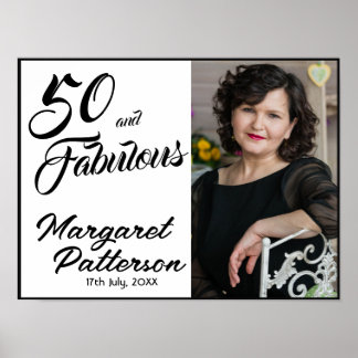 Fifty and Fabulous Photo 50th Birthday Party Poster