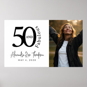 Fifty and Fabulous Photo 50th Birthday Party Poster