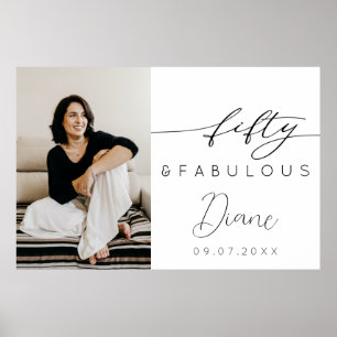 Fifty and Fabulous Photo 50th Birthday Party Poster