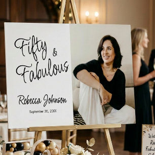 Fifty and Fabulous Photo 50th Birthday Party Poster