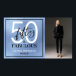 Fifty and Fabulous Photo 50th Birthday Party Poster<br><div class="desc">Modern Minimal Fifty and Fabulous dusty blue foil,  black and white photo 50th birthday party poster sign that you can personalize for your fiftieth birthday party celebration. The words "Fifty and Fabulous" are set using trending bold font typography. Text colors can be changed using the edit menu.</div>