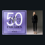 Fifty and Fabulous Photo 50th Birthday Party Poster<br><div class="desc">Modern Minimal Fifty and Fabulous purple foil,  black and white photo 50th birthday party poster sign that you can personalize for your fiftieth birthday party celebration. The words "Fifty and Fabulous" are set using trending bold font typography. Text colors can be changed using the edit menu.</div>