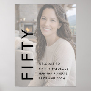 Fifty and Fabulous Photo 50th Birthday Party Poster
