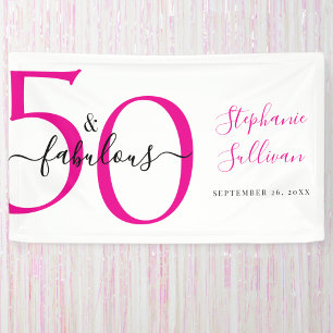 Fifty and Fabulous Pink 50th Birthday Party  Banner