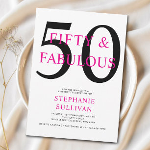 Fifty and Fabulous Pink 50th Birthday Party Invitation