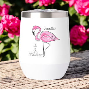 Fifty and Fabulous Pink Flamingo Personalized