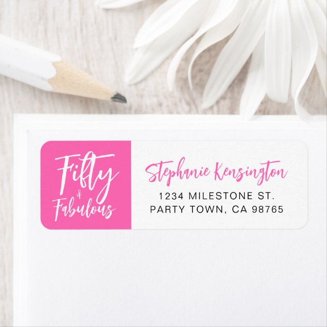 Fifty and Fabulous Pink Script 50th Birthday Party (En situation)