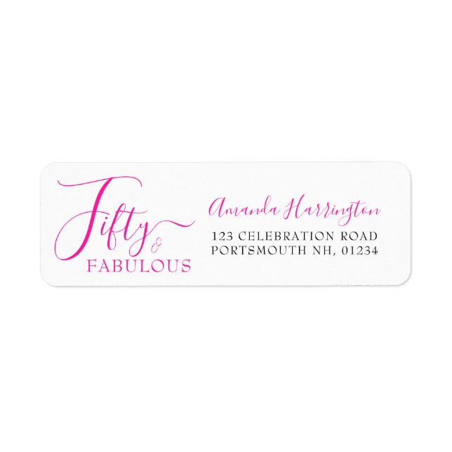 Fifty and Fabulous Pink Script 50th Birthday Party (Front)