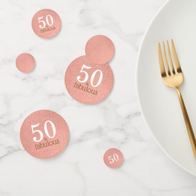 Fifty and Fabulous Rose Gold 50th Birthday Party Confetti (Group)