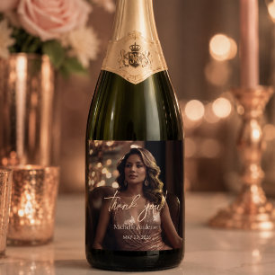 Fifty and Fabulous Rose Gold Glam Sparkling Wine Label