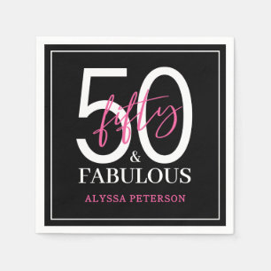 Fifty and Fabulous Script 50th Birthday Napkin
