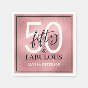 Fifty and Fabulous Script 50th Birthday Napkin