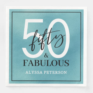 Fifty and Fabulous Script 50th Birthday Napkin