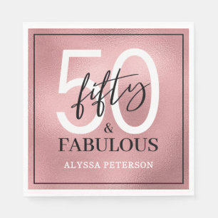 Fifty and Fabulous Script 50th Birthday Napkin