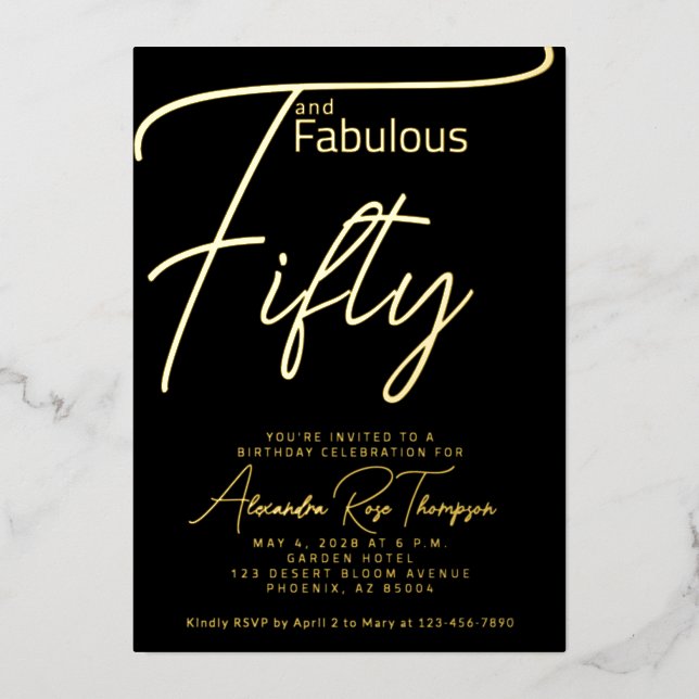 Fifty and Fabulous Script 50th Birthday Party (Front)