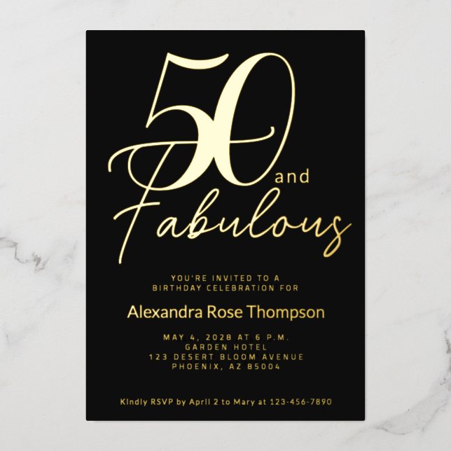 Fifty and Fabulous Script 50th Birthday Party (Front)