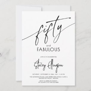 Fifty and Fabulous Script 50th Birthday Party Invitation