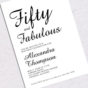 Fifty and Fabulous Script 50th Birthday Party Invitation