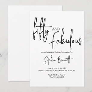Fifty and Fabulous Script 50th Birthday Party Invitation