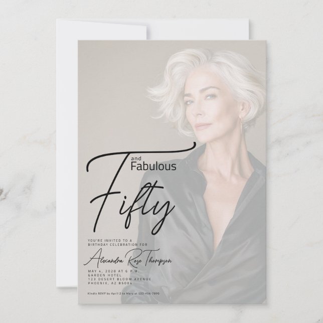 Fifty and Fabulous Script 50th Birthday Party Invitation (Front)