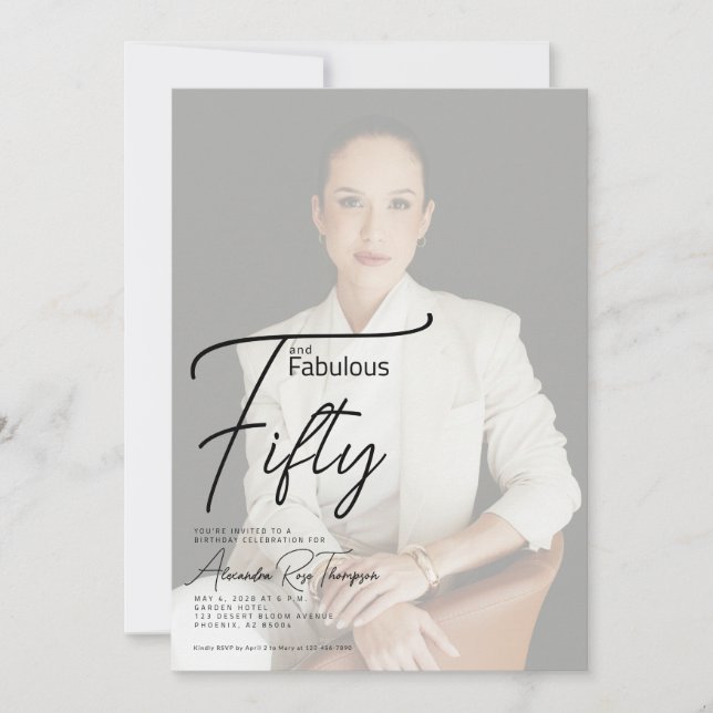 Fifty and Fabulous Script 50th Birthday Party Invitation (Front)