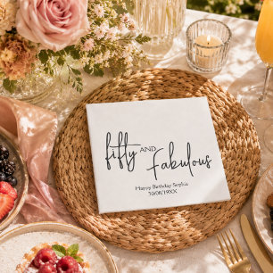 Fifty and Fabulous Script 50th Birthday Party  Napkin