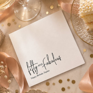 Fifty and Fabulous Script 50th Birthday Party  Napkin