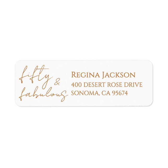 Fifty And Fabulous Script Gold 50th Birthday  (Front)