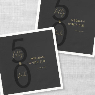 Fifty and Fabulous Script Name Date 50th Birthday Napkin