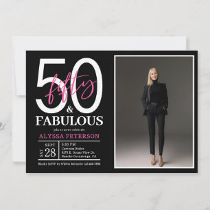 Fifty and Fabulous Script Photo 50th Birthday Invitation