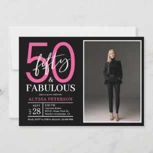 Fifty and Fabulous Script Photo 50th Birthday Invitation
