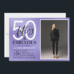 Fifty and Fabulous Script Photo 50th Birthday Invitation<br><div class="desc">This 50 & Fabulous purple foil black and white and photo 50th birthday party invitation is perfect for your loved one who's turning fifty!  It's fonts are trendy yet classic.  And your photo makes it unique just like her!</div>