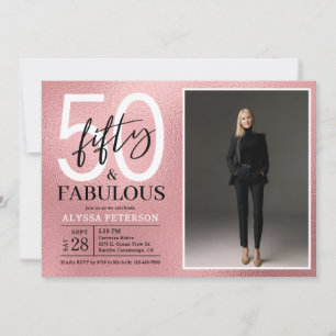 Fifty and Fabulous Script Photo 50th Birthday Invitation