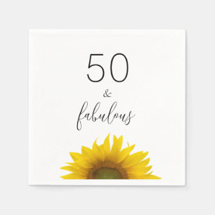 Fifty and Fabulous Sunflower Birthday Party   Napkin