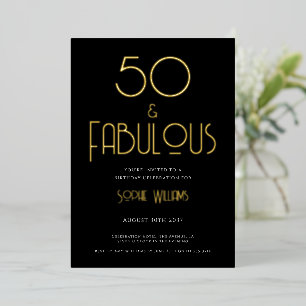 Fifty and Fabulous Typography 50th Birthday Party