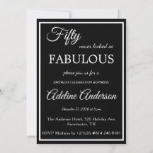 Fifty and Fabulous Woman Black White 50th Birthday