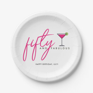 Fifty and Fabulous Women's Birthday Party Paper Plate