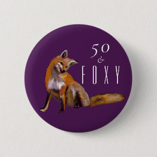Fifty and foxy red fox Fiftieth Birthday 2 Inch Round Button