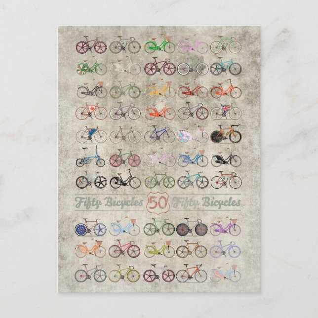 Fifty Bicycles Postcard (Front)