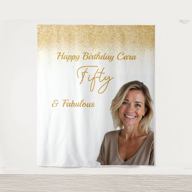 Fifty Birthday custom photo Tapestry (Front)