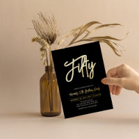 Fifty | Black Chic Script 50th Birthday Party