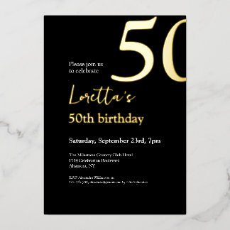 Fifty Black Gold Elegant 50th Birthday Party