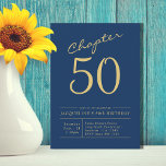 Fifty Blue Gold 50th Birthday Party Invitation<br><div class="desc">Celebrate a milestone birthday with these personalized 50th birthday invitations. Featuring a beautiful blue background with gold script, these custom party invites will have your guests looking forward to the celebration. Impress your guests and make your 50th birthday one to remember with our Fifty Blue Gold 50th Birthday Party Invitations....</div>