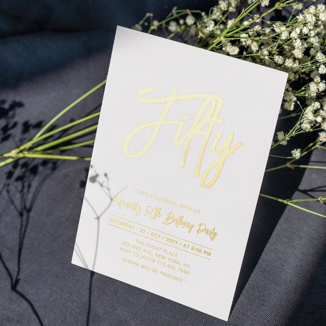 Fifty | Chic Foil Script 50th Birthday Party (Creator Uploaded)