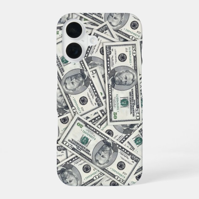 Fifty Dollar Bill Money Pattern iPhone 16 Case (Back)