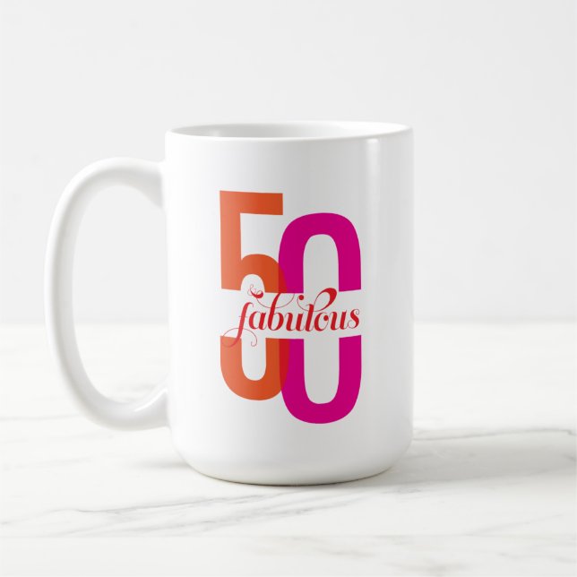 Fifty & Fabulous 50th Birthday Colourful Coffee Mug (Left)