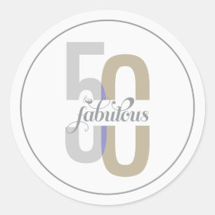 Fifty & Fabulous 50th Birthday Elegant Classic Round Sticker
