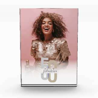 Fifty & Fabulous 50th Birthday Elegant Modern Photo Block