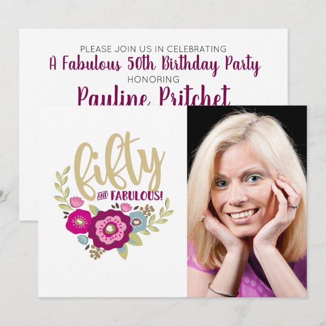Fifty Fabulous 50th Birthday Invitation (Front/Back)